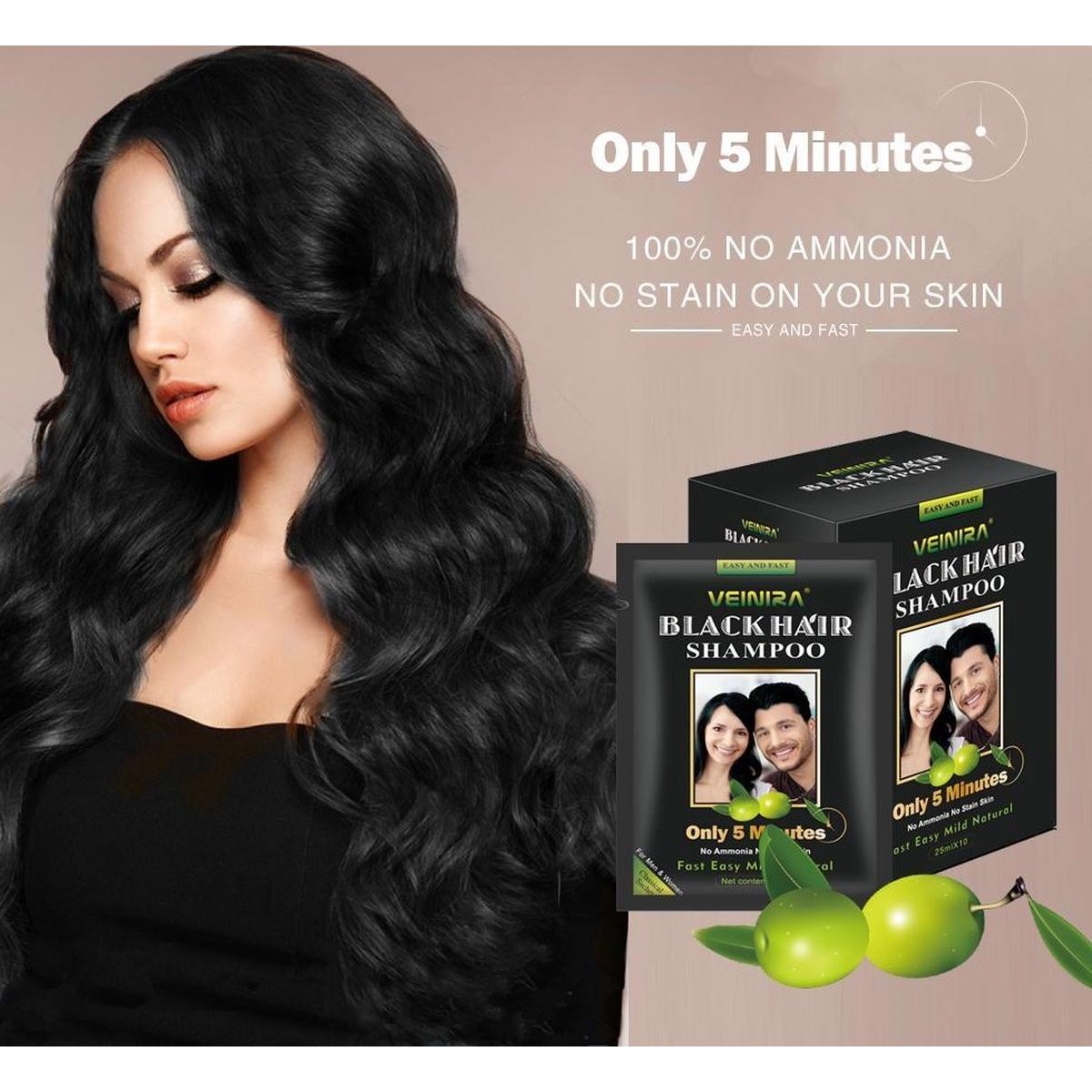 Veinira Black Hair Shampoo - 10 balíčků 25 ml