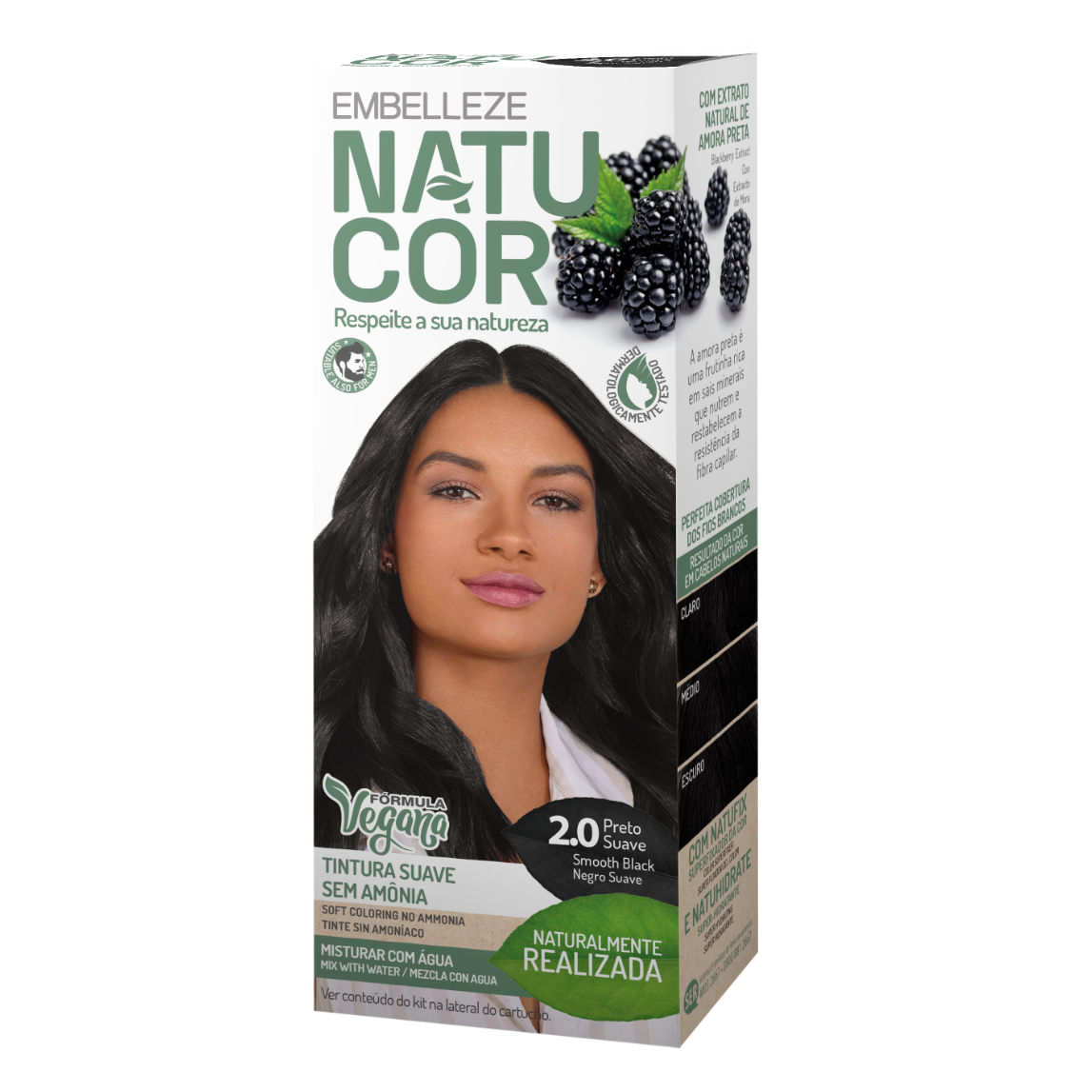 Natucor veganské barvy vlasů hladká černá 2.0